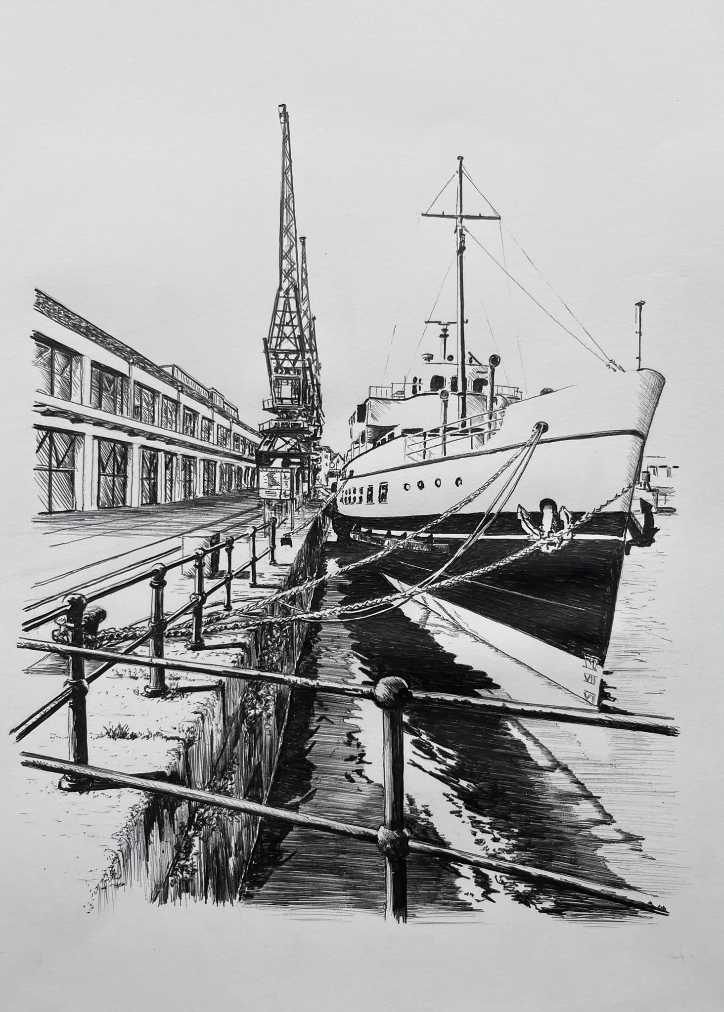 Dockside, PLACEHOLDER: dockside, n.d.. Ink on paper.